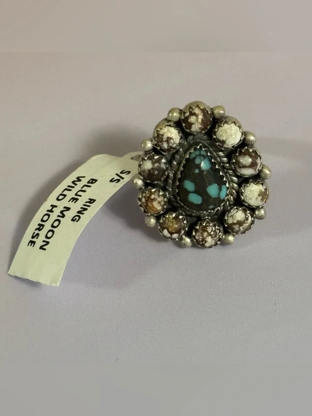 Blue Moon Wild Horse Turquoise Cluster Ring - Blue & Brown